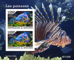 Burundi 2022, Animals, Fishes, Block IMPERFORATED - Nuevos