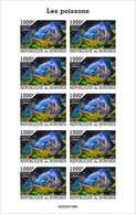 Burundi 2022, Animals, Fishes, Sheetlet IMPERFORATED - Unused Stamps