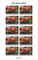 Burundi 2022, Animals, Frog, Sheetlet IMPERFORATED - Unused Stamps