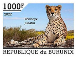 Burundi 2022, Animals, Ghepard, 1val IMPERFORATED - Unused Stamps