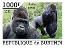 Burundi 2022, Animals, Gorillas, 1val IMPERFORATED - Unused Stamps