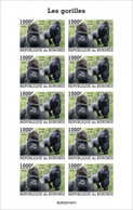 Burundi 2022, Animals, Gorillas, Sheetlet IMPERFORATED - Unused Stamps