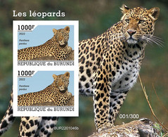 Burundi 2022, Animals, Leopard, Block IMPERFORATED - Unused Stamps