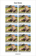 Burundi 2022, Animals, Lions, Sheetlet IMPERFORATED - Unused Stamps