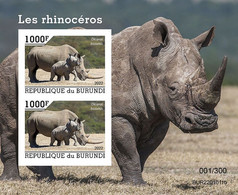 Burundi 2022, Animals, Rhino, Block IMPERFORATED - Nuevos