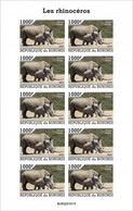 Burundi 2022, Animals, Rhion, Sheetlet IMPERFORATED - Unused Stamps