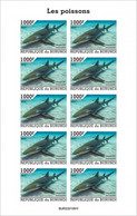 Burundi 2022, Animals, Sharks, Sheetlet IMPERFORATED - Unused Stamps