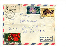 CAMEROUN Lolodore 1973 -  Affranchissement Sur Lettre Recommandée Par Avion - Fleurs - Cameroon (1960-...)