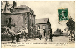 76 - Serqueux - Place De La Gare - Voiture à Chien Et Voiture à Cheval Avec Maitre Et Chauffeur ..... Année 1908 - Attelages