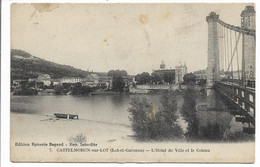 CPA 47 LOT ET GARONNE 7 CASTELMORON SUR LOT L'HOTEL DE VILLE ET LE COTEAU + TAMPON / EDITION EPICERIE BAGAUD - Castelmoron