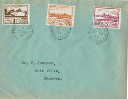 Envelope Jersey ,Occupation  22 Aug 1944 , 11/2d Brown, 2d Orange & 3d Violet ,Views  Good Circle Cancels - Jersey