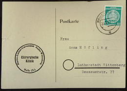DDR: Dienst-Postkarte Mit 10 Pf HALLE 30.3.55 Abs: Martin-Luther-Universität Halle-Wittenberg Nach Lutherstadt Knr:19 I - Service