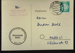 DDR: Dienst-Postkarte Mit 10 Pf HALLE 4.2.56 Abs: Martin-Luther-Universität Halle-Wittenberg Nach Halle  Knr: 19 I - Service