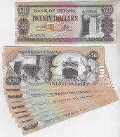 Guyana 10 Banknote With Sequential Numbering 20 Dollars 1989 Pick-27 Waterfall Ship Uncirculated (Catalog US$25) - Guyana