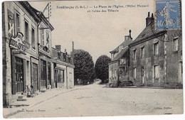 INDRE ET LOIRE 37 .SEMBLANCAY LAV PLACE DE L EGLISE HOTEL HAMARD ET L ALLEE DES TILLEULS - Semblançay