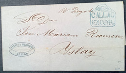 CALLAO VAPOR+CONDOR RRR ! 1856 Entire>ISLAY Via PSNC Steamer BOGOTA(Peru Perou Cover Prephilately Birds Of Prey Oiseaux - Pérou