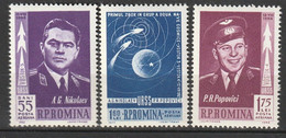 ROUMANIE - PA N°157/9 ** (1962) Espace - Unused Stamps