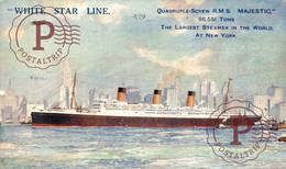 RMS MAGESTIC AT NEW YORK  PUBLI  HOTEL  SACKVILLE  BEXHILL ON SEA    WHITE STAR LINE SHIP BATEAU - Steamers