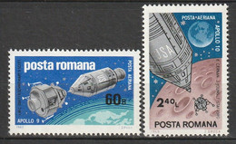 ROUMANIE - PA N°219/20 ** (1969) Vols D'Apollo - Ongebruikt