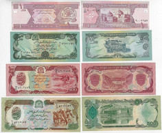 Afghanistan 4 Banknote 1 50 100 500 Afghanis Pick-57a 58a 60c 64a 1979 / 2002 Uncirculated (catalog US$4.5) - Afghanistan