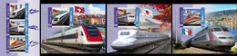 Guinea Bissau 2021, Speed Trains, Flags, 3val In BF +3BF - Stamps
