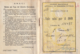Libretto - Biglietti Ferroviari - Concessioni Speciali - U.N.U-C.I.  1949 - Europe