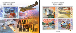 Mozambico 2021, WWII, Pearl Harour, Plane, Ship, 4val In BF +BF - Guerre Mondiale (Seconde)