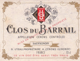 Etiquette De Vin Clos Du Barrail Sauvignon - Unclassified