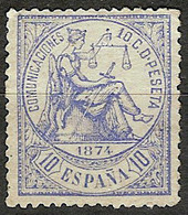 España 0145 (*) Justicia. 1874. Sin Goma - Ungebraucht