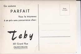 QUIEVRAIN - Carte Pub De La Boutique TEBY, 60 Grand'Rue (vente De Costumes) - Quiévrain