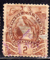 GUATEMALA 1886 NATIONAL EMBLEM ARMS STEMMA ARMOIRIES CENT. 2c USATO USED OBLITERE' - Guatemala