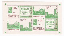 28a Itala Kongreso De Esperanto - Varsovio 1887 - Varese - 1957 - Bloc Complet - Esperanto