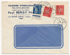 FRANCE - Env. En Tête "Tournerie Hydraulique Paul Refay - LA SONE ISERE" - Affr Composé Pétain Mercure - Obl Ordinaire - Cartas & Documentos