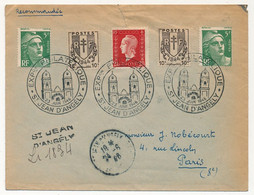 FRANCE - Env. Affr Composé Dulac / Gandon / Chaines - Reco Provisoire St Jean D'Angély + Obl Tempo. Expo Phil. 23/6/1946 - Cartas & Documentos