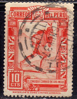 PERU' 1936 1937 EL CHASQUI CORREO DEL LOS INCAS CENT. 10c USATO USED OBLITERE' - Pérou