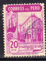 PERU' 1938 INDUSTRIAL BANK BANCA COMMERCIALE CENT. 20c USATO USED OBLITERE' - Pérou