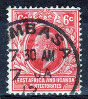 East Africa And Uganda 1907 King Edward  6c Stamp In Fine Used Condition. - East Africa & Uganda Protectorates