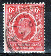 East Africa And Uganda 1907 King Edward  6c Stamp In Fine Used Condition. - Protectorats D'Afrique Orientale Et D'Ouganda
