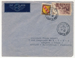 FRANCE - Env. Affr Composé 15F Rocamadour + 50c Lorraine - Pour Brazzaville - Obl La Rochelle RP - 10/7/1947 - Brieven En Documenten