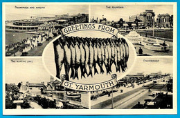 CPA Multivues Post Card UK Norfolk GREETINGS FROM GT. (Great) YARMOUTH * Poisson Séchage Pêche - Great Yarmouth