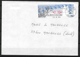 FRANCE  Lettre De Metz 28/08/1992 Chalenge Pilatre De Rozier . Type Oiseaux . - 1990 Type « Oiseaux De Jubert »