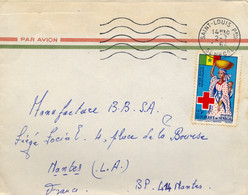 1964 SENEGAL  , SOBRE CIRCULADO , CORREO AÉREO ,  SAINT LOUIS - NANTES , CRUZ ROJA , CROIX ROUGE - Sénégal (1960-...)