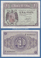 1938 SPAIN  1 PESETA  COAT-OF-ARMS  BURGOS  PICK 123a  VERY FINE CONDITION  SOME VERY SLIGHT CREASES - 1-2 Pesetas