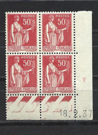 CD263 Coin Daté Type Paix  YT 283  -  Tirage  Du 18-02-1937  Neuf * - 1930-1939
