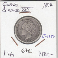 E1287 MONEDA ESPAÑA ALFONSO XIII 1 PESETA 1894 MBC- 67 - Andere & Zonder Classificatie