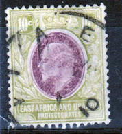 East Africa And Uganda 1907 King Edward  10c Stamp In Fine Used Condition. - Protectorats D'Afrique Orientale Et D'Ouganda