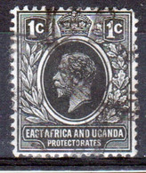 East Africa And Uganda 1912 King George V 1c Stamp In Fine Used Condition. - Protectorats D'Afrique Orientale Et D'Ouganda