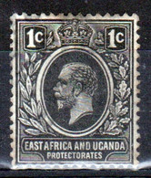 East Africa And Uganda 1912 King George V 1c Stamp In Fine Used Condition. - Protectorados De África Oriental Y Uganda