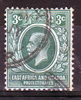 East Africa And Uganda 1912 King George V 3c Stamp In Fine Used Condition. - Protectorados De África Oriental Y Uganda