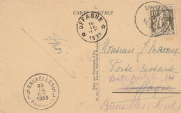 Braine L'Alleud Pour Offagne (relais) 1933 - Cp Souvenir Cardinal Mercier - Cartas